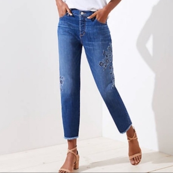 LOFT Denim - NWOT LOFT Floral Embroidered Boyfriend Jeans
